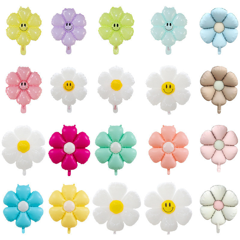 Ins บอลลูนเดซี่ขนาดเล็กอลูมิเนียมฟอยล์บอลลูนปาร์ตี้บอลลูนอุปกรณ์ประกอบฉากภาพกลางแจ้งบอลลูนลีลาวดีอลูมิเนียมบอลลูนฟิล์มดอกไม้บอลลูนวันเกิด Q