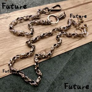 FUTURE โซ่เอวย้อนยุคหัวกะโหลกป้องกันการโจรกรรมฮิปฮอป, สายโซ่คล้องเอวกางเกงยีนส์อัลลอยด์แฟชั่น40/60ซม