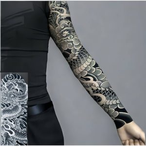 สติ๊กเกอร์สัก สติ๊กเกอร์รอยสักลายมังกรทอง 14วัน กันน้ำ – แบบดั้งเดิม&แฟชั่น (แขน/หลัง/ร่างกาย)