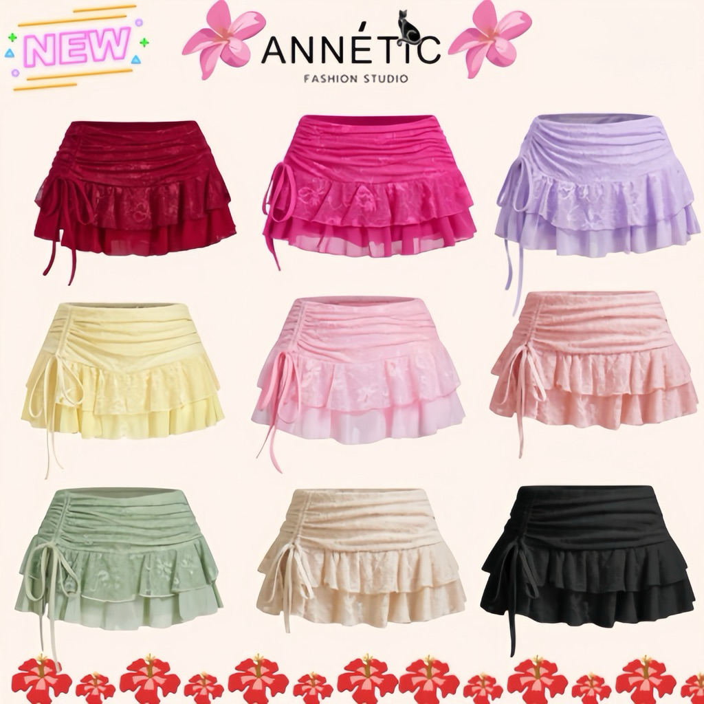 กระโปรงสั้นมีกางเกงซับในลูกไม้คาเฟ่ทะเลซัมเมอร์ปาร์ตี้คอนเสิร์ตชายหาด