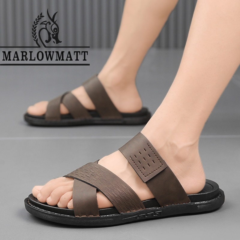 Marlowmatt รองเท้าแตะผู้ชายวัสดุหนังกันน้ํา Anti-slip ระงับกลิ่นกาย Rainy Season รองเท้า 2025 สไตล์ใหม่ล่าสุด