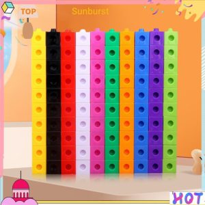 100 ชิ้น Linking Cubes Set Early Educational ของเล่นบล็อกตัวต่อสําหรับชายหญิง [Sunburst11.th]