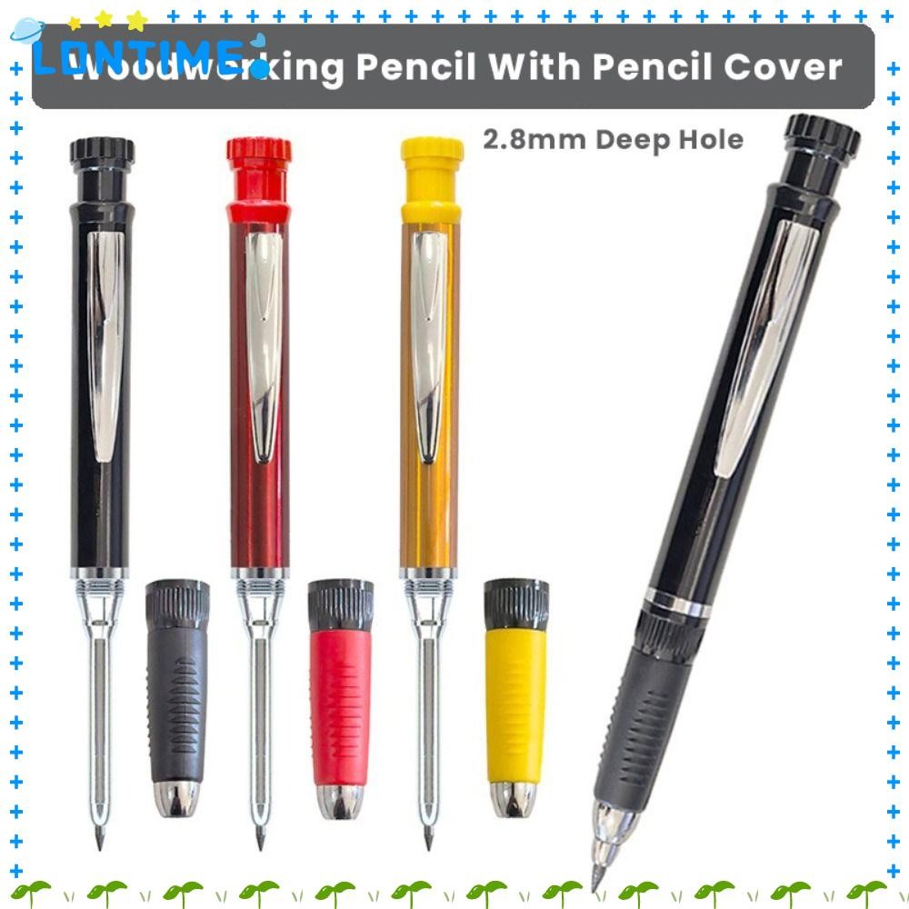ดินสอกลนอนเหลาในตัว2.8มิลลิเมตรงานไม้ดินสอมัลติฟังก์ชั่ที่มีปกดินสอยาวหัวโลหะงานไม้เครื่องหมายเครื่องมืองานไม้ก่อสร้าง