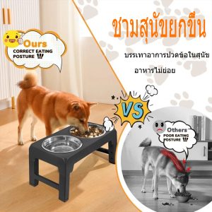 【จัดส่งในพื้นที่】ชามอาหาร สเตนเลส ปรับได้ 4 โหมดความสูง สําหรับสัตว์เลี้ยง สุนัข