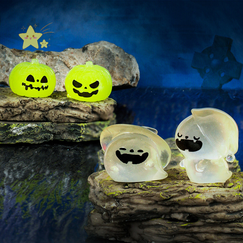 [JBTH] Mini Luminous ฮาโลวีนเครื่องประดับค้างคาวฟักทองโครงกระดูก Ghost Micro Landscape Dollhouse รุ่นรถภายในบ้านเดสก์ท็อปตกแต่ง [JB]