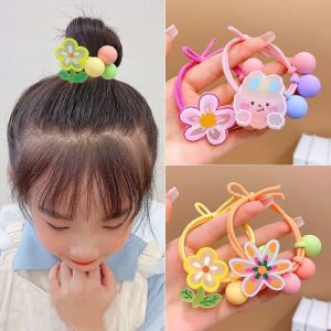 365mall(ZTS847) ยางรัดผม ประดับไข่มุก ลายการ์ตูน สีมาการอง แฟชั่นสําหรับผู้หญิง