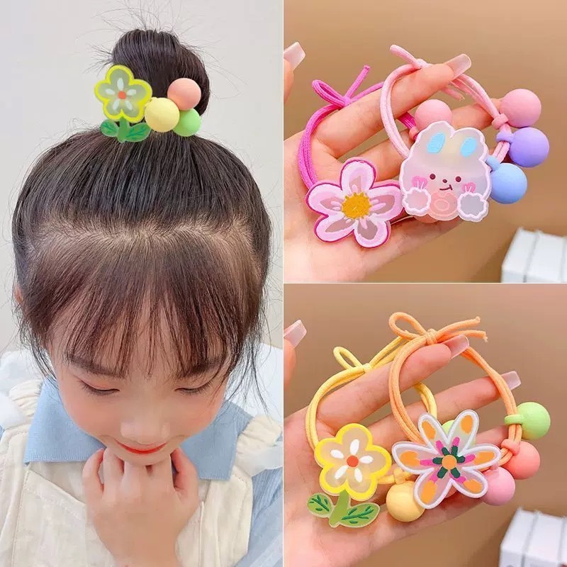 365mall(ZTS847) ยางรัดผม ประดับไข่มุก ลายการ์ตูน สีมาการอง แฟชั่นสําหรับผู้หญิง