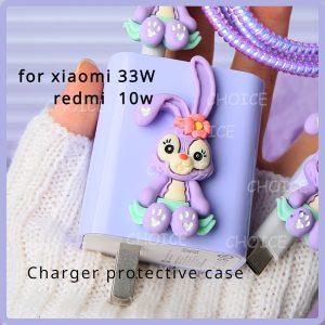 ใช้งานร่วมกับ Xiaomi 10S 33W note14 45W Charger Protector ชุดซิลิโคน Charger ฝาครอบสาย Winder โปร่งใสสําหรับ redmi 10A 12C 10W IP 18W 20W 25WCharger Cover