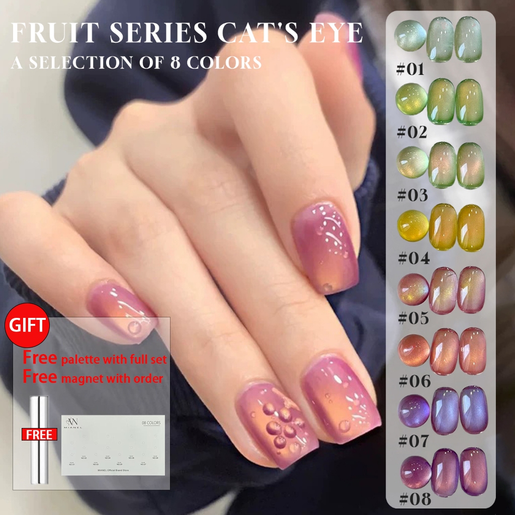 MIANEL ฤดูหนาวผลไม้ Series Cat Eye เจลแม่เหล็กเล็บ 2025 ยาทาเล็บสไตล์ใหม่น้ําแข็งโปร่งใส Cat Eye Gel Polish เล็บสีชมพูเล็บสีฟ้า 12ML
