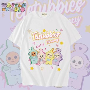 [ ส่งฟรี   ] WS1504 เสื้อยืดโอเวอร์ไซส์ เสื้อยืดเกาหลี ผ้าคอตตอน 100% เสื้อยืด Teletubbies เทเลทับบี้ WAFFLE STUDIO