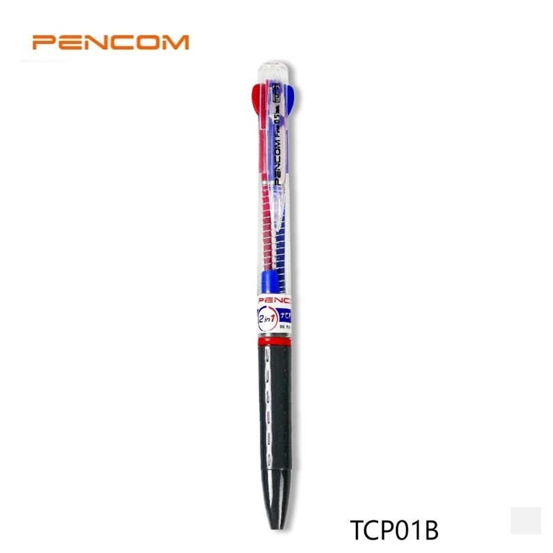 ปากกาลูกลื่น 2 สี Pencom TCP01B ขนาด 0.5mm.ปลอกจับด้ามเทา **ราคาต่อ 1 ด้าม**