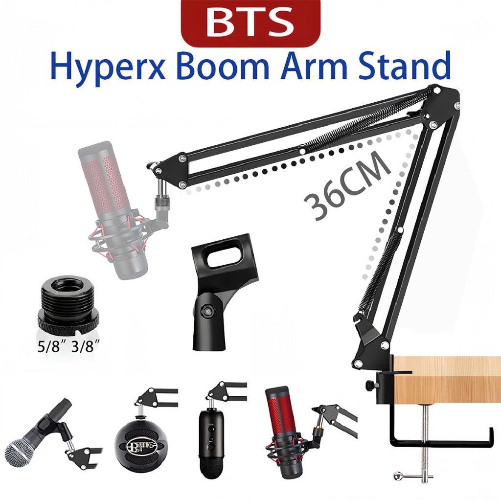 สำหรับ FANTECH MCX03 Hyperx HyperX Quadcast Boom Arm Stand ขาตั้งไมโครโฟนปรับได้สำหรับการบันทึกเสียง สตรีมมิ่ง ร้องเพลง