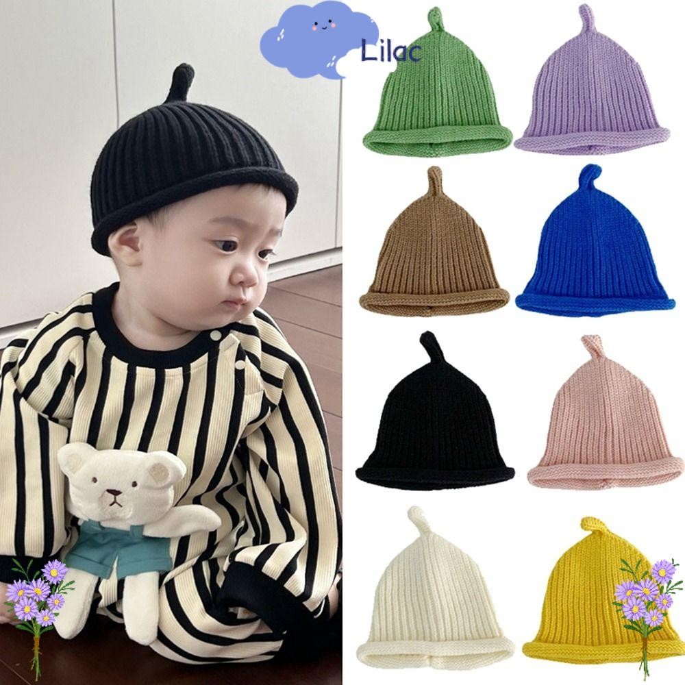 Lilacs หมวกไหมพรมเด็ก, หมวกสวมหัวกันลม, หมวกอุ่นการ์ตูนทารก Hedging ทารกแรกเกิด
