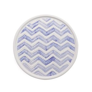 จานรองแก้วดูดน้ำ ทรงกลมมีขอบ  SEASIDE 02 ที่รองแก้วซับน้ำ King Coaster  ธนบดีเซรามิค