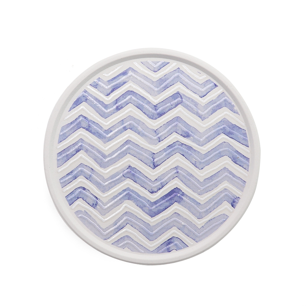 จานรองแก้วดูดน้ำ ทรงกลมมีขอบ  SEASIDE 02 ที่รองแก้วซับน้ำ King Coaster  ธนบดีเซรามิค