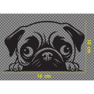 สติกเกอร์ ตัด ไดตัท หน้า หมา ปั๊ก Pug Dog แบบที่ 01 สุนัข พันธุ์ปั๊ก ตาโต น่ารัก (วัสดุเป็น PVC กันน้ำ ทนแดด)
