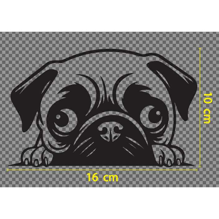 สติกเกอร์ ตัด ไดตัท หน้า หมา ปั๊ก Pug Dog แบบที่ 01 สุนัข พันธุ์ปั๊ก ตาโต น่ารัก (วัสดุเป็น PVC กันน้ำ ทนแดด)
