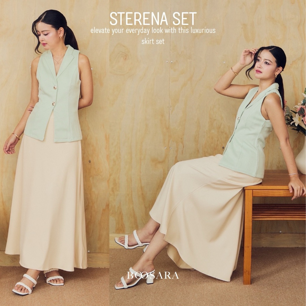Sterena set :  ชุดเซ็ตเสื้อ+กระโปรง (กระโปรงมีซับใน) สีสันน่ารักใส่ทำงาน หรือ ใส่ไปคาเฟ่ก็เริ่ด – BSR C.