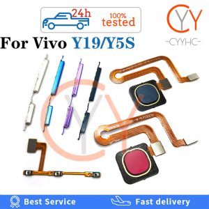 พร้อมฟังก์ชั่นลายนิ้วมือสําหรับ Vivo Y19 / Y5S ปุ่มบ้านเครื่องสแกนลายนิ้วมือเซ็นเซอร์กลับปุ่มปรับระดับเสียงสวิตช์ไฟเปิดปุ่ม Flex Cable