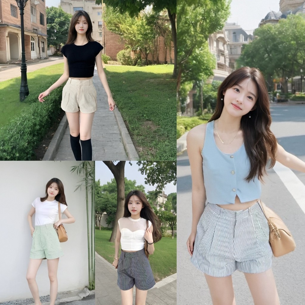 ใหม่! กางเกงขาสั้นลายริ้วยีนส์เอวสูง ตะขอหน้าและหูเข็มขัด ดีไซน์ทรงสวยและสลิม เพิ่มความทันสมัยให้ลุคของคุณ