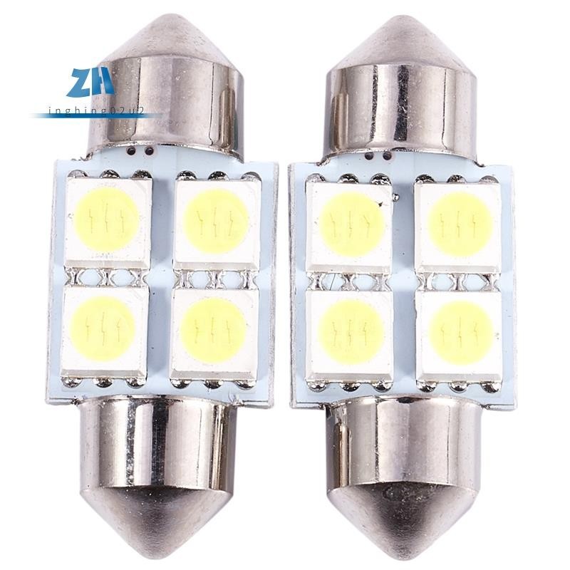Dc 12V 31mm 4 5050 SMD ภายในรถโดม Festoon ไฟ LED สีขาว 2 ชิ้น
