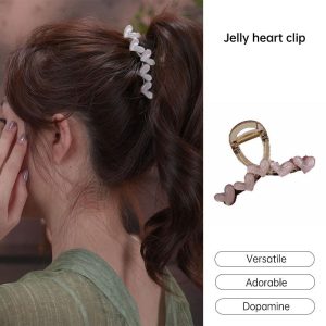 besla.thJelly Heart Hair Claw Clip ผมหยิก Shark Clip กิ๊บติดผมระดับไฮเอนด์