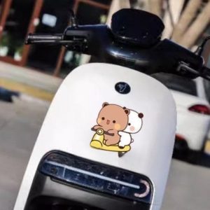สติกเกอร์น่ารักสติกเกอร์รถตุ๊กตาหมีจักรยานไฟฟ้ารถจักรยานยนต์สติกเกอร์ตกแต่งตัวถังรถกันน้ํา