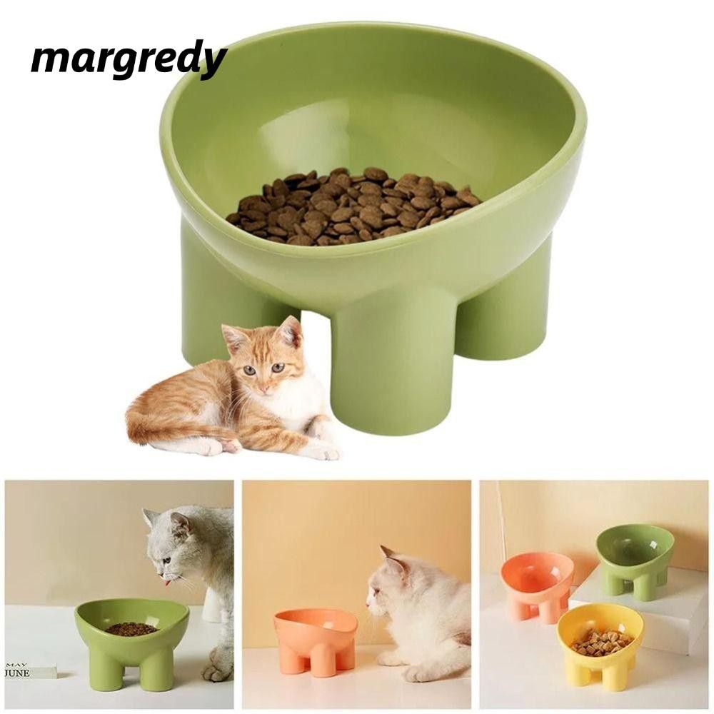 MARGREDY ชามสุนัข, ชามแมวที่มีเสถียรภาพ 4 สี, อุปกรณ์ป้องกันคอเท้าสูงลื่นชามอาหารสัตว์เลี้ยงอุปกรณ์ให้อาหารสัตว์เลี้ยง