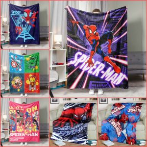 6 ขนาดผ้าห่มสไปเดอร์แมนซูเปอร์ฮีโร่ 3ง การพิมพ์ผ้าห่มปิกนิกที่สะดวกสบายและนุ่มของขวัญให้แฟน