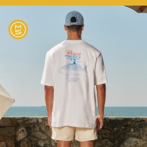 Mustard Pesca Fresca – White/Cyan Blue | เสื้อยืด ผ้านุ่มพิเศษ