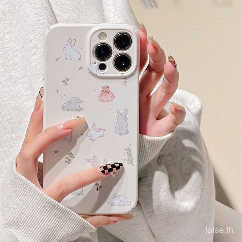 Fresh เคสโทรศัพท์หญ้ากระต่ายแบบเต็มหน้าจอใช้กับIphone 15 14 13 Promax XR Xs xsmax 12 11 pro Max 7 8 Plusซิลิโคนกันกระแทกเปลือกป้องกันการล่มสลาย