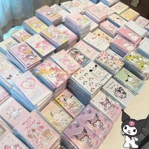 120ชิ้น ซานริโอ ป้ายสติกเกอร์ DIY การ์ตูน สติกเกอร์ปิดผนึกบรรจุภัณฑ์ Sanrio Sticker Kuromi Cinnamoroll Hangyodon