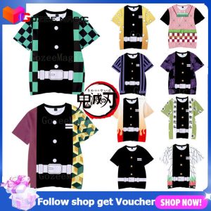 Demon Slayer 3D พิมพ์ T เสื้ออะนิเมะ Kimetsu ไม่มี Yaiba คอสเพลย์เด็ก WoChild เสื้อยืดเด็กผู้หญิงเด็ก Kamado Tanjirou Nezuko Tee เสื้อแขนสั้น