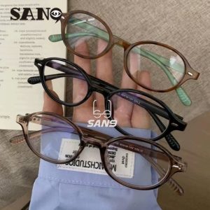 เปลี่ยนเลนส์ได้ปลาค็อด (ซาน9)เกาหลีย้อนยุคแฟชั่นกรอบเล็กรูปไข่เสือดาวพิมพ์แว่นตาสําหรับผู้ชายและผู้หญิง