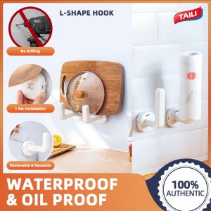 TAILI กาวฟรีตะขอแขวนผนังห้องน้ําห้องครัวสํานักงานไม่เจาะตะขอแขวนสําหรับผ้าขนหนูกระเป๋ากุญแจเสื้อปรับแร็ค ล-รูปร่าง