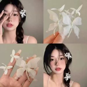 Rubuyou กิ๊บติดผมผีเสื้อ ลูกไม้ใส สีขาว กิ๊บติดผม สําหรับผู้หญิง ปิ่นปักผม เกาหลี INS เข้ากับทุกการแต่งกาย-ส่งเร็ว