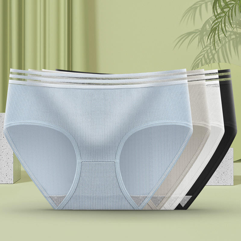 กางเกงในมาใหม่ นักเรียนหญิง เวอร์ชั่นเกาหลี สบายตัว สูงปานกลาง. เซ็กซี่และน่ารักขนาดบวก  ลายริ้ว CR Store168