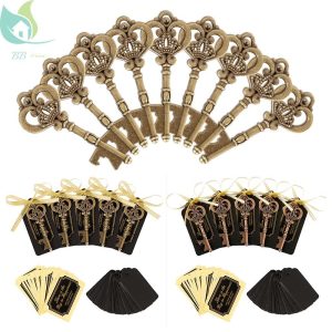 36/50ชิ้นที่เปิดขวดที่สําคัญวินเทจโครงกระดูกที่สําคัญที่เปิดขวดชนบทตกแต่งที่มีแท็กของขวัญ ร้านค้า9448