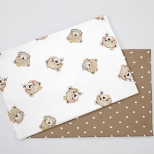 ผ้าคอตตอน 100% คอตตอนทอทวิล ผ้าหน้ากว้าง 1.6 เมตร ลายตุ๊กตาหมี