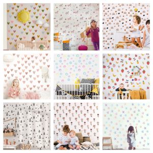 สไตล์นอร์ดิกรักผลไม้วงกลมสัตว์ตกแต่งห้องเด็กสติ๊กเกอร์ติดผนังห้องนั่งเล่นโซฟาพื้นหลังสติ๊กเกอร์ตกแต่งผนัง