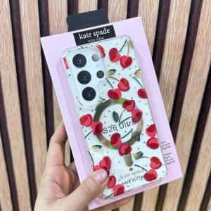 Csae Kate spade ลายเชอร์รี่ มีแม่เหล็กชาร์จ สำหรับรุ่นSamsung S26uItra S25uItra S23 Ultra