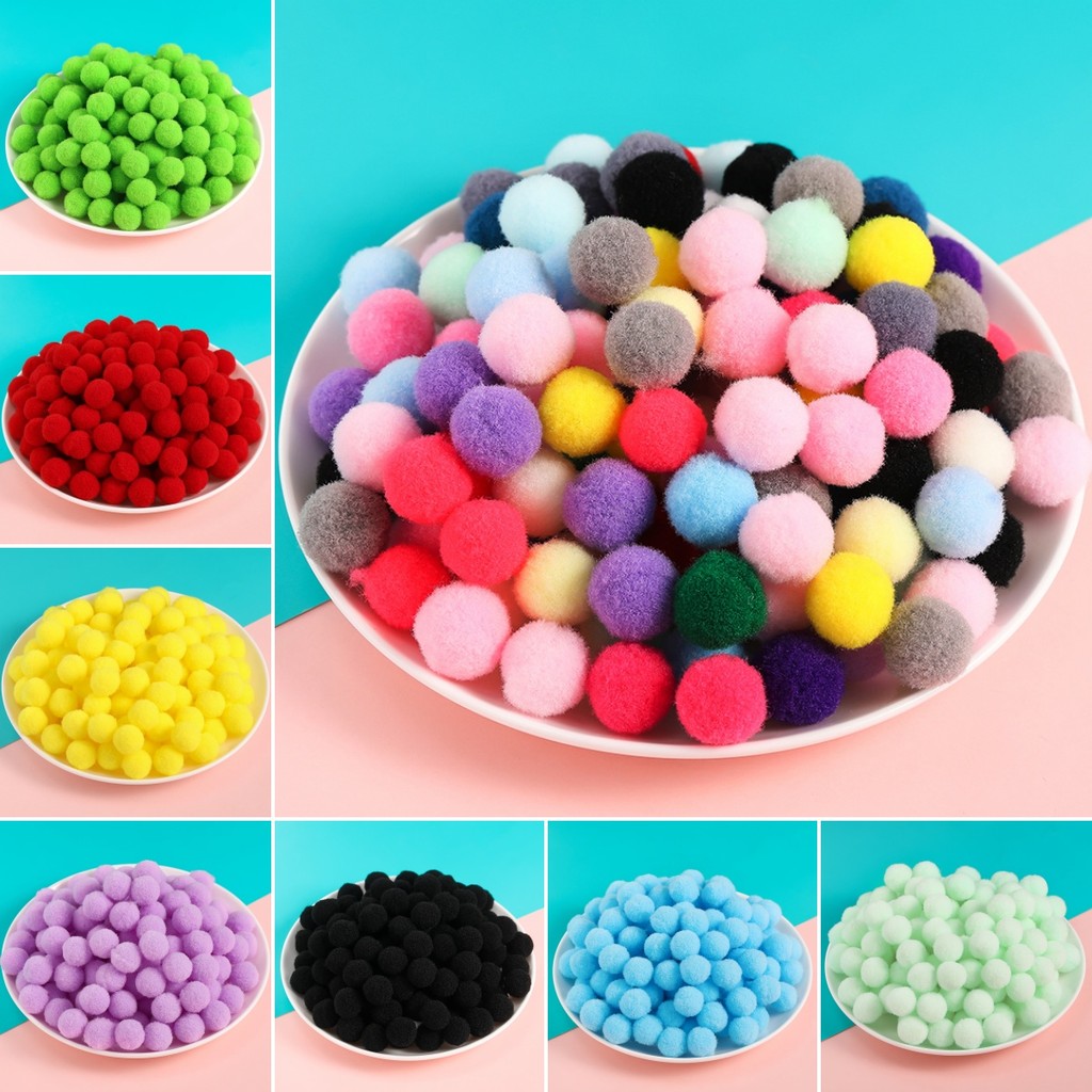 St.kunkka 10-15 มม.ปอมปอมคละสี 50 ชิ้น ปอมปอมยืดหยุ่นสูง สีลูกกวาด ทำด้วยมือสำหรับงานฝีมือ DIY