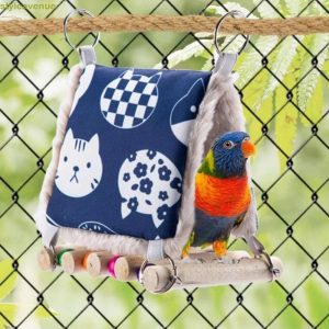 สไตล์สวรรค์ นกแก้วรังผ้าฝ้าย,การ์ตูนกระต่ายแบบนกแกว่งเปลญวน,รังนกเตียงกํามะหยี่อบอุ่นหนาเต็นท์นกรังสําหรับนกแก้วนกแก้วนกแก้ว