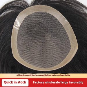 100% ผมมนุษย์ผู้ชาย ผมปลอม แฟชั่นและหล่อสไตล์ชิ้นผมระบายอากาศสุทธิผมเปลี่ยนสีธรรมชาติวิกผมสั้นสําหรับผู้ชาย