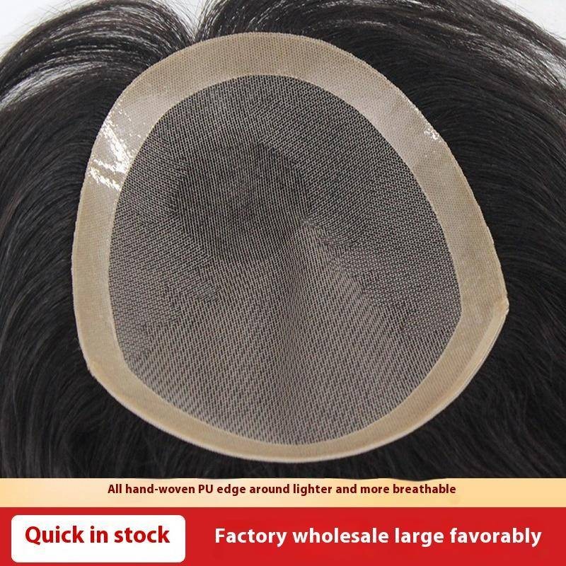 100% ผมมนุษย์ผู้ชาย ผมปลอม แฟชั่นและหล่อสไตล์ชิ้นผมระบายอากาศสุทธิผมเปลี่ยนสีธรรมชาติวิกผมสั้นสําหรับผู้ชาย