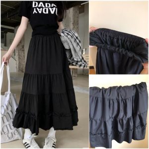 กระโปรงยาว แม็กซี่ มีซับใน กระโปรงครึ่งตัว กระโปรงยาวพร้อมจีบหลายชั้น เท่มาก ใช้ผ้าคุณภาพสูง ใส่ไปทะเล ไปคาเฟ่