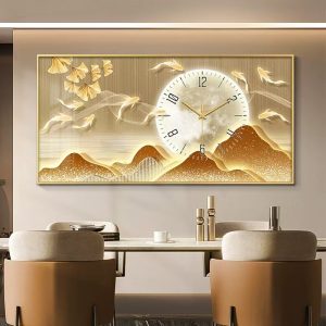 นาฬิกาที่ทันสมัยนาฬิกาแขวนห้องนั่งเล่นบ้านนาฬิกาอิเล็กทรอนิกส์ตกแต่งห้องจิตรกรรมนาฬิกา