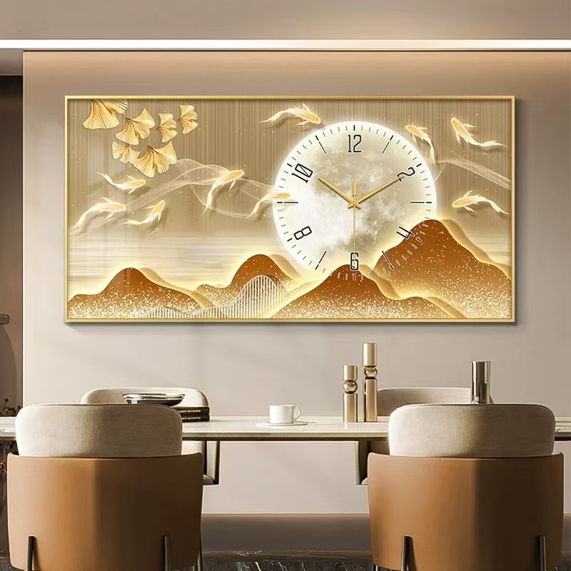 นาฬิกาที่ทันสมัยนาฬิกาแขวนห้องนั่งเล่นบ้านนาฬิกาอิเล็กทรอนิกส์ตกแต่งห้องจิตรกรรมนาฬิกา