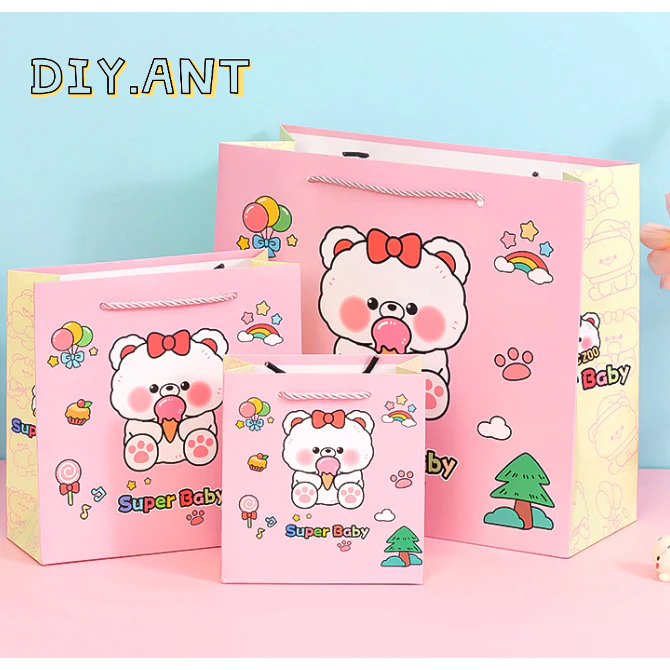 ถุงกระดาษ หูหิ้ว ถุงช้อปปิ้ง ลายการ์ตูน น่ารัก