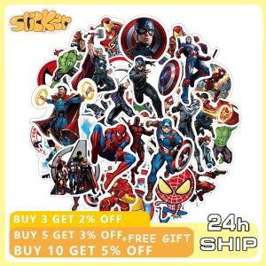 50 ชิ้น Disney Avengers Marvel สติกเกอร์ DIY แล็ปท็อปสเก็ตบอร์ดสติกเกอร์กันน้ําของเล่นเด็ก